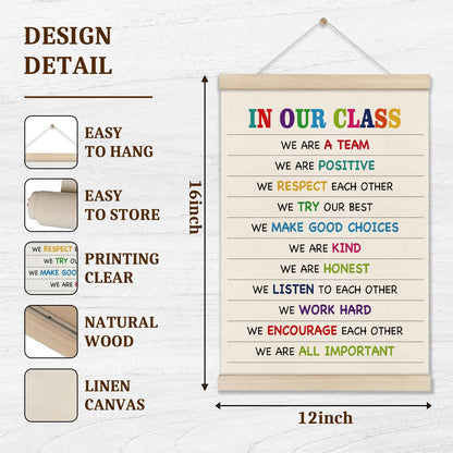 DOI-LANEE In Our Class Sign - Positive Affirmations Posters Hanger Frame, Motivational Inspirational Wall Decor for Classroom, Class Canvas Wall Art 16x12 Inch