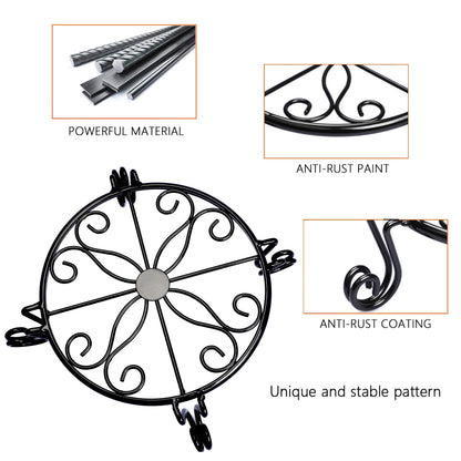 Black Plant Stand for Flower Pot Heavy Duty Potted Holder Indoor Outdoor Metal Rustproof Iron Garden Container Round Supports Rack for Planter Bronze, Pumpkin Stand Outdoor