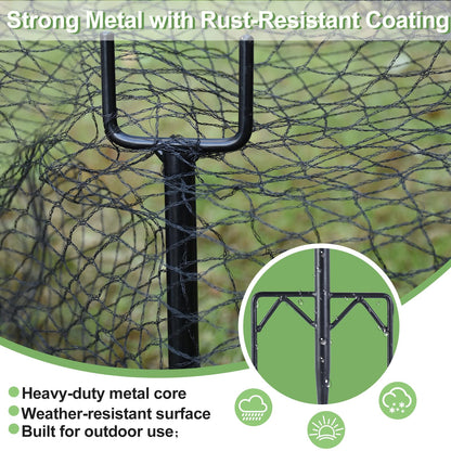 6 Pack 7.2ft Metal Garden Netting Support Stakes, Heavy Duty Garden Netting Pole with 50 Tie Rustproof Gardening Fence Stake Crop Cage Protection Post Frame for Support Fruits Garden Bed Plant Net