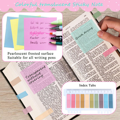 47PCs Bible Journaling Kit BIble Study Supplies for Women Girl,Bible Class Essentials with Large Pen Case,Journal Notebook,No-bleed Highlighters and Pens,Bible Tabs Bookmark,Translucent Sticky Notes