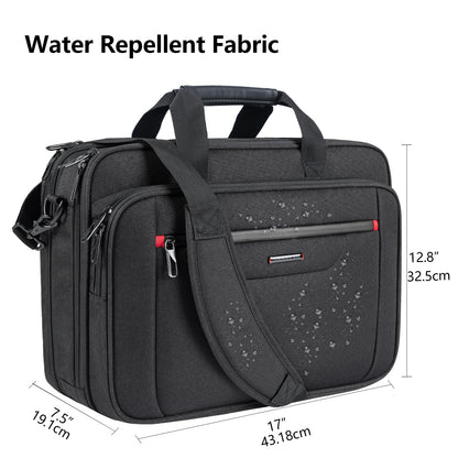 VANKEAN Laptop Briefcase Premium Laptop Case Fits Up to 17.3 Inch Business Shoulder Bag Laptop Expandable Water-Repellent Messenger Bag for Men/ Women Computer Bag for Travel/ Business/ Black