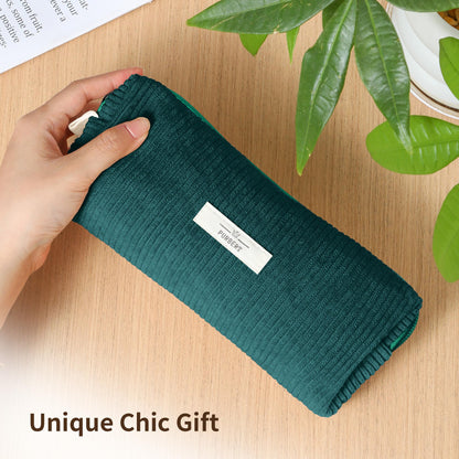 Purbert Pencil Bag Pen Case, Soft Corduroy Small Pencil Pouch Organizer with Zipper, Cute Pencil Case Pouch Stationery for Girls and Boys – Dark Green