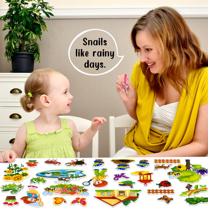 PENGFULL Felt Flannel Board Story Pieces for Toddlers Preschool,Kids Interactive Storytelling Teaching Play Kits for Flannel Board,with Words Felt Pieces(Insect Butterfly)