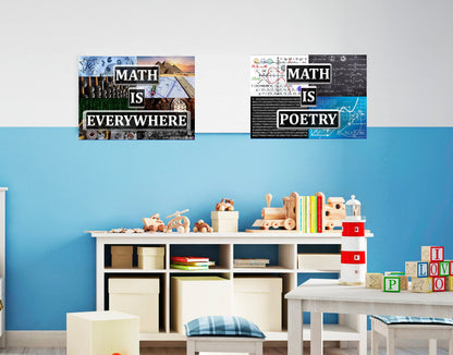 ‘Math Is Everywhere’ and ‘Math Is Poetry’ Posters - Laminated 14x19.5 - Educational Charts, Mathematics Classroom Posters and Decorations, Back to School Supplies, Learning Posters for Math and Science Classes, STEM and STEAM Posters