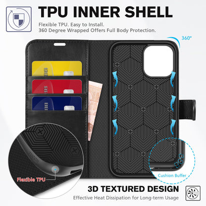 TUCCH Wallet Case for iPhone 12 Mini 5G, RFID Blocking Card Slot Stand [Shockproof TPU Interior Protect Case], PU Leather Magnetic Flip Folio Cover Compatible with iPhone 12 Mini 5.4-inch, Black