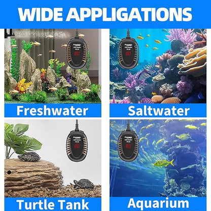 FREESEA Aquarium Fish Tank Heater: 75W Small Submersible Turtle Heater with Adjustable Temperature External Controller for Betta | Saltwater | Freshwater | 5-15 Gallon