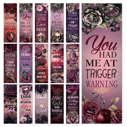 Wxiben Dark Romance Bookmark Gifts - 150 Pcs Dark Romance Merch Book Marks Skull Flower Bookmarks Page Marker Clip Gift for Women Men Book Lover Students Teachers Bookish Bookworm Reading
