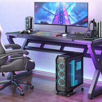 PUTORSEN Computer Tower Stand - Under Desk PC Stand for Floor with Rolling Caster Wheels, Adjustable CPU Tower Holder Fits Most PC Tower