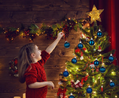 Hollyone 1.57" Navy Blue Christmas Ornaments for Christmas Tree 36 Pcs Mini Shatterproof Balls Xmas Tree Decorations Small Xmas Ornaments Ball with Hanging Loop Wedding Holiday Party Wreath Home Decor