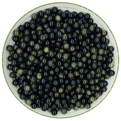 WHNKFB 8mm 50PCS Natural Gold Sheen Obsidian Round Beads, Metallic Luster Loose Gemstone Beads for Jewelry Making Craft - 4mm 6mm 8mm 10mm Options with Free Elastic Cord