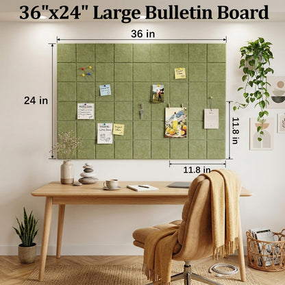 Large Felt Bulletin Board for Walls: 6-Pack Black Cork Board Alternative 11.8x11.8 Inch Peel and Stick Pin Board Wall Decor for Home Organization, Office Memo Board, Self-Adhesive Wall Tiles