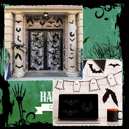 Kanayu 32 Pcs Halloween Garage Door Decorations Magnets Glow in the Dark Black Bats Spider Garage Door Magnets Luminous Magnetic Stickers Halloween Decorations for Home Car Refrigerator(Large Bat)