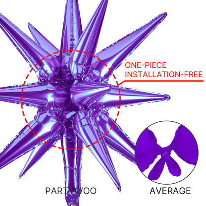 PartyWoo Dark Purple Star Balloons 110pcs Different Sizes 18 12 10 5 Inch Pack 22 Inch Purple Spike Star Explosion Foil Mylar Balloon Arch Kit for Birthday Wedding Party Decorations Purple-Y16