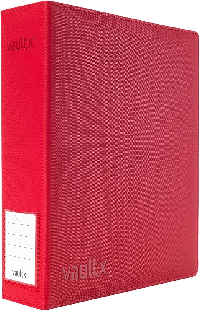 Vault X Large Ring Binder, 900 Cards, fits 9 Pocket Pages, Exo-Tec Material, 3 D-Ring Folder, for Trading Cards (Red)