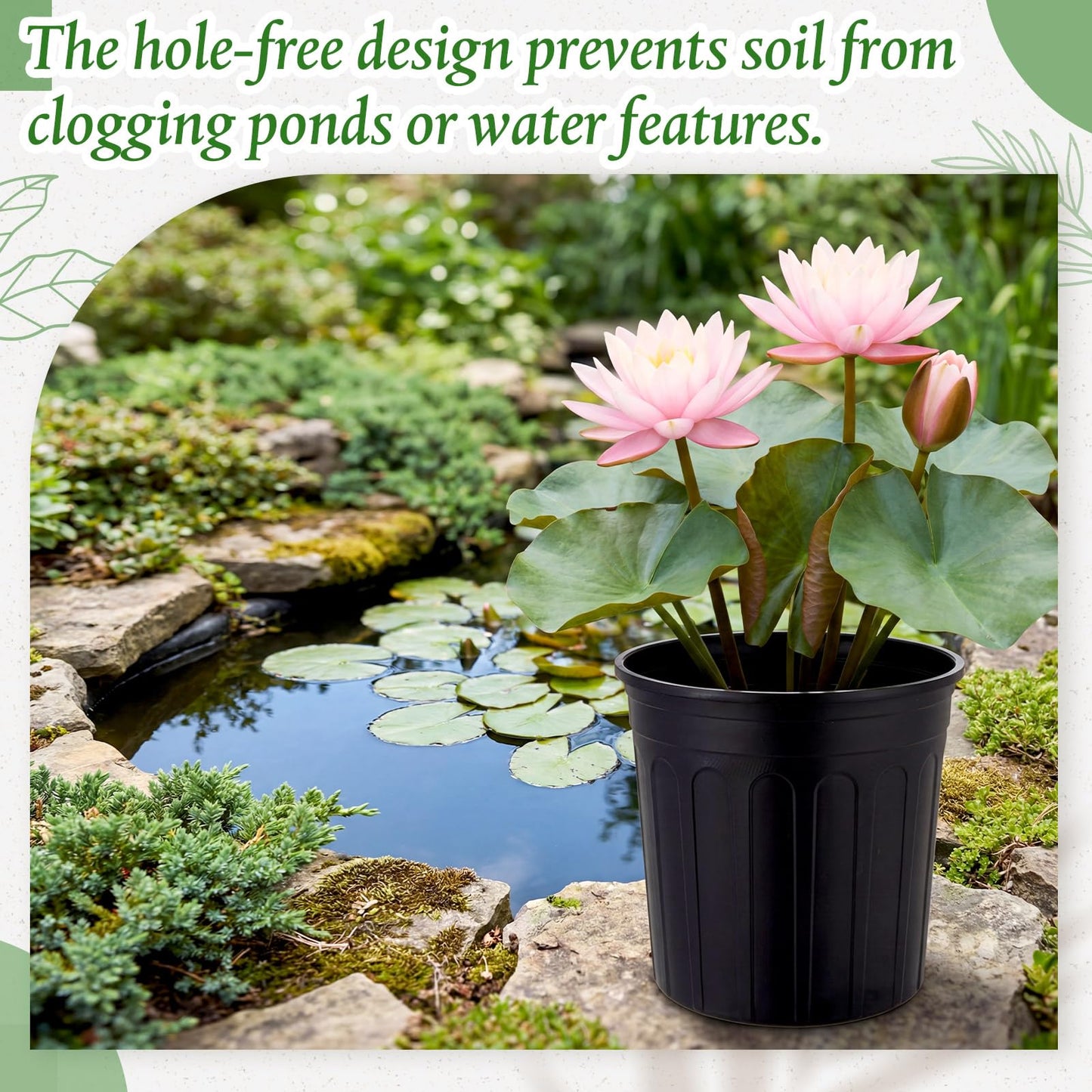 RimCereal 2 Pack 2 Gallon Aquatic Plant Pots 9 Inch Pond Pot Plastic Water Lily Pot Round Plastic Planter for Outdoor Ponds Terrific Aquatic Soil Great Water Lilies Lotus and Other Pond Plants,Black