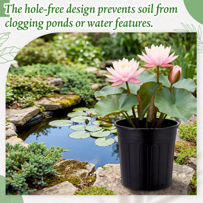 RimCereal 2 Pack 2 Gallon Aquatic Plant Pots 9 Inch Pond Pot Plastic Water Lily Pot Round Plastic Planter for Outdoor Ponds Terrific Aquatic Soil Great Water Lilies Lotus and Other Pond Plants,Black