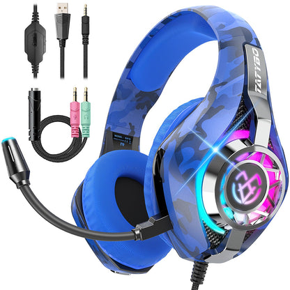 Tatybo Gaming Headset for PS5 PS4 Switch Xbox PC, Surround Sound Gaming Headphones with Noise Canceling Mic