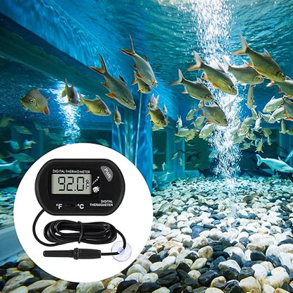 6Pcs Aquarium Thermometer Fish Tank Thermometer Reptile Fahrenheit Terrarium Water Temperature Indicator Test Digital with LCD Display Fahrenheit/Celsius