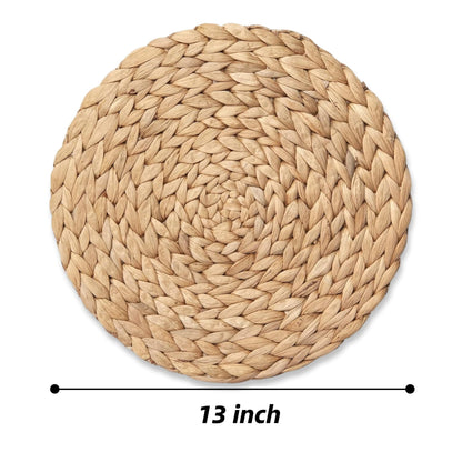 Round Woven Placemats Set of 2, Natural Wicker Place mats, Boho Farmhouse Rustic Plate Chargers, Rattan Table Mats for Dining Table, Fall, Halloween, Thanksgiving, Christmas Decor (13 inch)