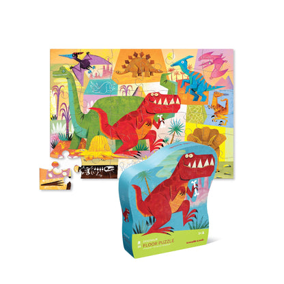 Crocodile Creek 36-Piece Jigsaw Floor Puzzle - Fun Floor Puzzles for Kids Ages 3-5 - Heavy-Duty Shaped Box for Storage - Dinosaur - 24" W x 18" H Finished