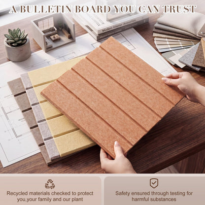 Chicplaid Large Felt Bulletin Board 48" x 36", Cork Board Alternative for Walls, 12 Pack Felt Wall Tiles with Self- Adhesive, Decorative Cork Boards Pin Bulletin Boards for Home Farmhouse Room Decor