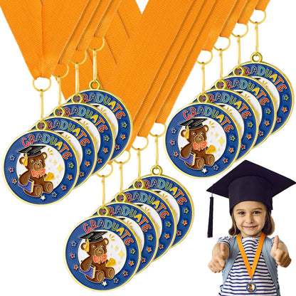 Misdary 12 Pcs Kindergarten Preschool Graduation Medal for Kids Bulk Graduating Award Medals with Neck Ribbon Graduation Gifts for Pre-k School Student Party Favor Supplies(Bear)