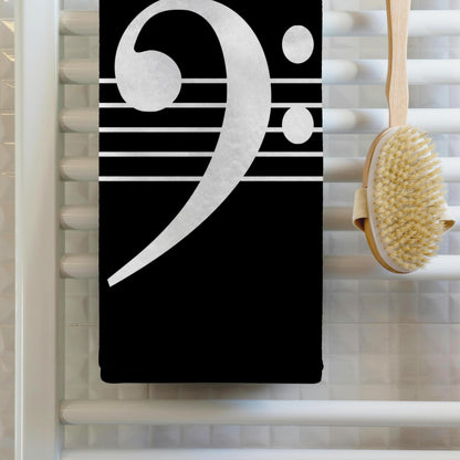 3D Rose TWL_232122_1 Black Bass Clef F-Clef on Musical Staves Staff - Music Musician Gift Towel, 15" x 22"