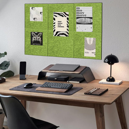 Leallace Green Felt Cork Tiles, 24" x 36" Large Cork Board, Bulletin Board for Christmas Decorations, 6 Pack Felt Boards with 30 Pushpins, Cork Boards for Office, Classroom, Home