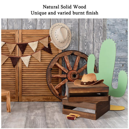 Sieral 4 Pieces Wood Cupcake Display Stand Decorative Dessert Appetizer Cake Stand Risers Wooden Crate Rustic Cake Risers for Storage for Party Christmas Halloween Wedding Decor(Burnt Wood)