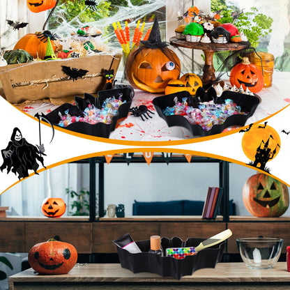 Dandat 4 Pcs Halloween Candy Bowl Plastic Halloween Serving Tray Dishes Creepy Plastic Platter with Spooky Bloodstain for Party Supply(Bat Shape)