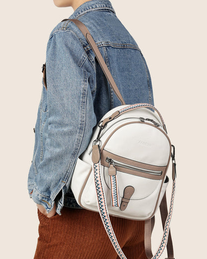 FADEON Mini Backpack Purse for Women, Designer Leather Cute Roomly Small Backpacks, Ladies Shoulder Backpack Fashion Handbag