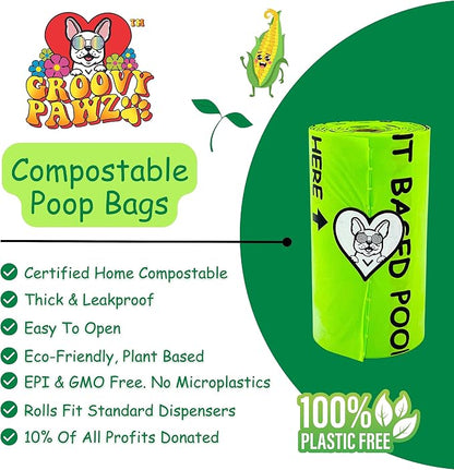 Certified Compostable Dog Poop Bags, 120 Count, Plant Based, Eco Friendly, Extra Strong, Leakproof, No Odor, Pet Supplies