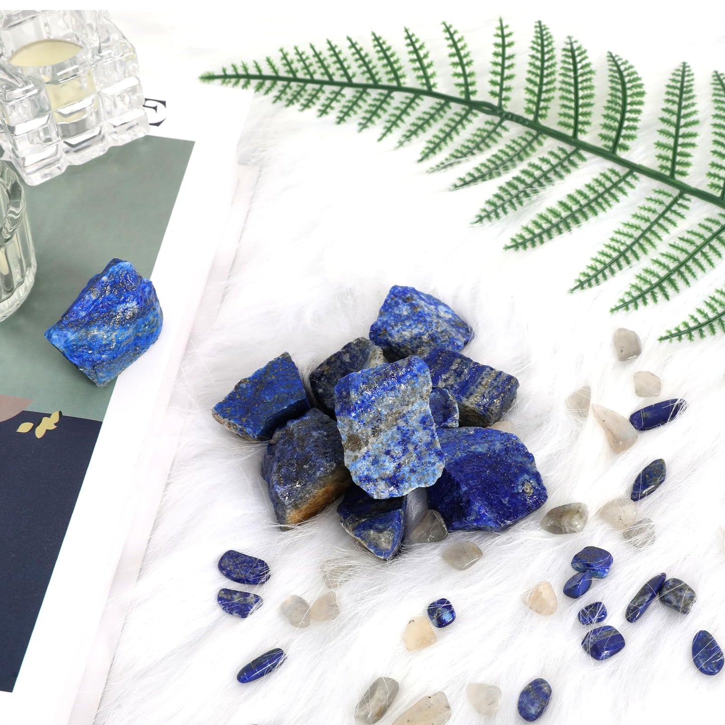 1.1lb Bulk Raw Lapis Lazuli Rough Crystal-Natural Lapis Lazuli Raw Stones Crystal for Tumbling, Cabbing, Fountain Rocks, Decoration, Polishing, Wire Wrapping, Wicca & Reiki Crystal Healing