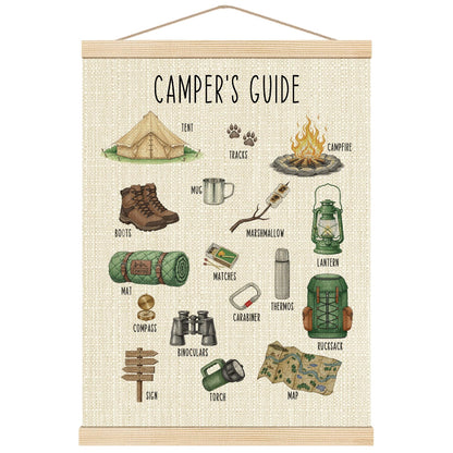 Boat Wades Educational Camping Wall Art Poster Hanger Frame, Camping Decor for Camper, Camper's Guide Wall Decor for Kids Room Bedroom Nursery Playroom Classroom, 12x16 Inch