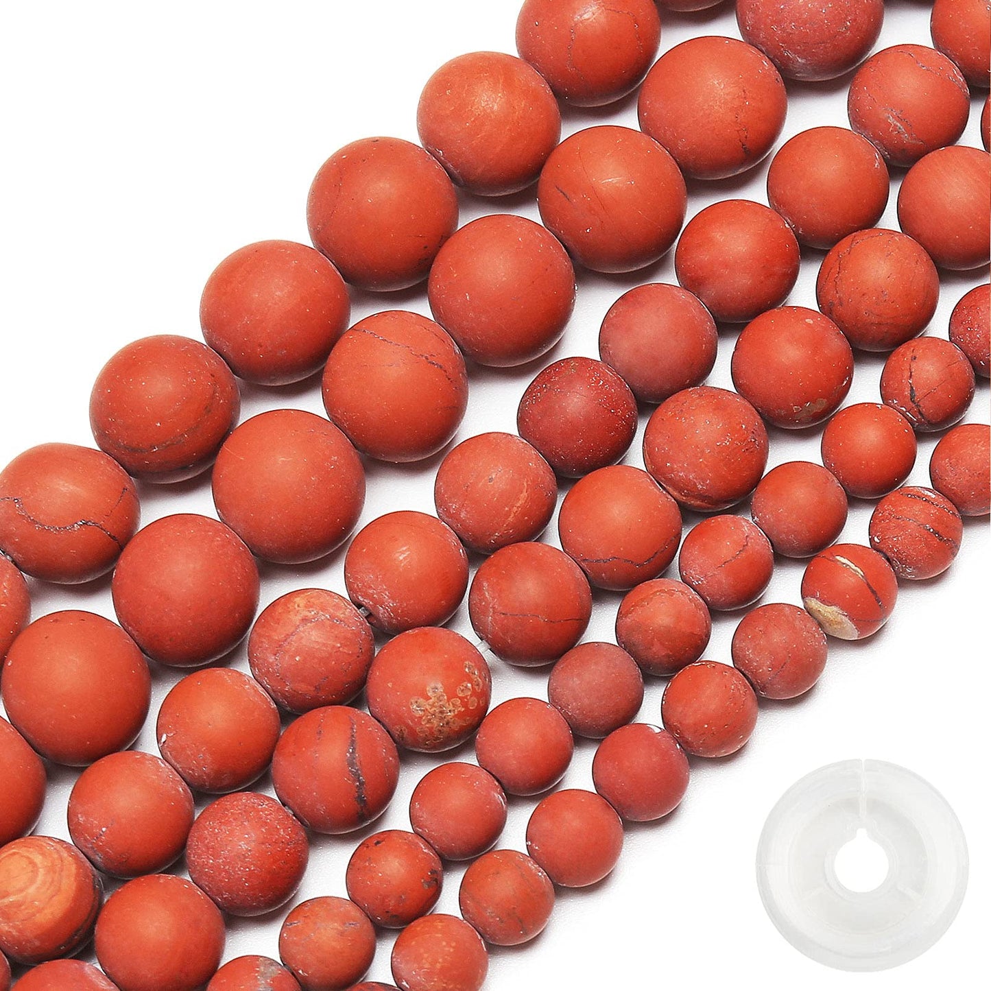 Natural Matte Red Jasper Beads, 8MM Round Frosted Unpolished Loose Gemstone Beads for Bracelet Necklace Jewelry Making, Energy Stone Healing Power with Stretch Beading Cord