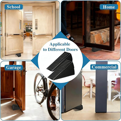 Optish 2 Pack Heavy Duty Door Stopper, Adjustable Spring Large Stopper, 3 Inches High Tall Wedge Stoppers for Bottom of Door, Door Stop Suits Wood, Carpet, Tiles, Home, Heavy Door, Black