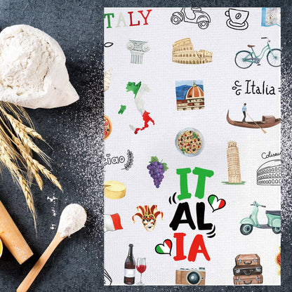 JNIAP Italian Kitchen Towels Italian Kitchen Decor Italian Food Kitchen Towel Italian Chef Dishes Towel Nonna Kitchen Towel Gifts for Italy Lovers (Italia kt)