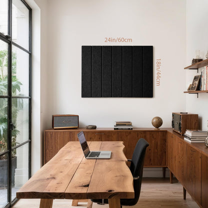 Lightomorrow Bulletin Board, 24 x 18 inches Felt Board Decorative Pin Board, 4' x 3' Cork Board Alternative for Wall, Foldable Photo Board with 20 Pushpins - Black Stripes