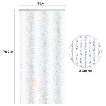 Boshen 3FTx6.5FT 45Strands Crystal Beaded Curtain Door Beads Clear Acrylic Beads Hanging Room Divider Crystal Iridescent Diamond Cut Curtain Doorway Curtain for Room Doorway Divider Party Decor