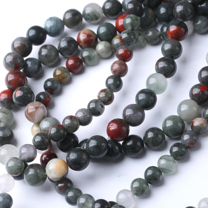 8MM African Bloodstone Round Loose Beads Natural Gem Beads Crystal Energy Stone Beads for Jewelry Making DIY Bracelet Necklace