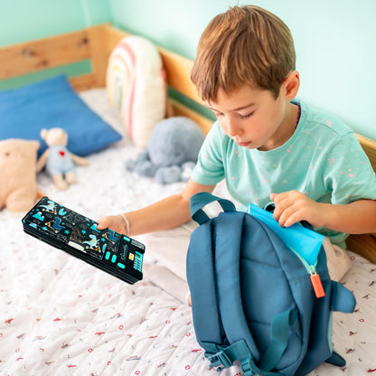 Decorably Pop Up Multifunction Dinosaur Pencil Case with Calculator for Boys, with Sharpener, Pen Slots, Mini Drawer and 2 Main Compartments with Magnetic Closure - Back to School Gift for Kids