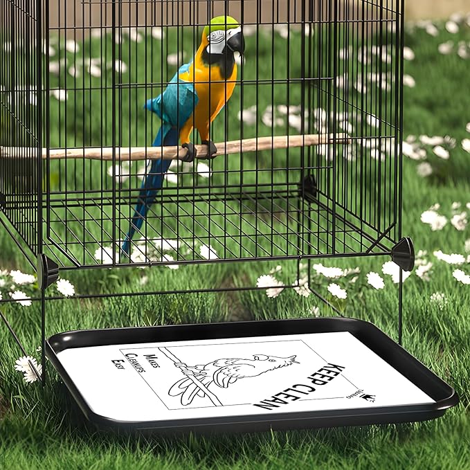 Bird Cage Liners, Bird Cage Paper Liners, 50pcs Disposable Cage Liners, Pre-Cut Bird Cage Liners for Parrot, Parakeet, Conure, Cockatiel, Kraft Paper Cage Liners, 17 X 11 inch, White
