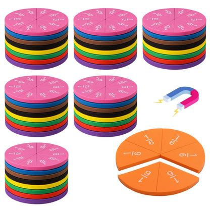 EHR Magnetic Fraction Circles Classroom Set, Fraction Math Manipulatives for Small Group Learning, Hands-On Elementary Math Teaching Tools, 6 Sets