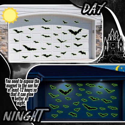 Kanayu 32 Pcs Halloween Garage Door Decorations Magnets Glow in the Dark Black Bats Spider Garage Door Magnets Luminous Magnetic Stickers Halloween Decorations for Home Car Refrigerator(Classic Bat)