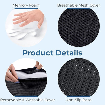 5 STARS UNITED Seat Cushion for Tailbone Pain Relief – Memory Foam Cushion for Coccyx, Hip, Sciatica & Post-Surgery Recovery – Wheelchair, Car, Desk, Gaming & Office Chairs, Black, X-Large
