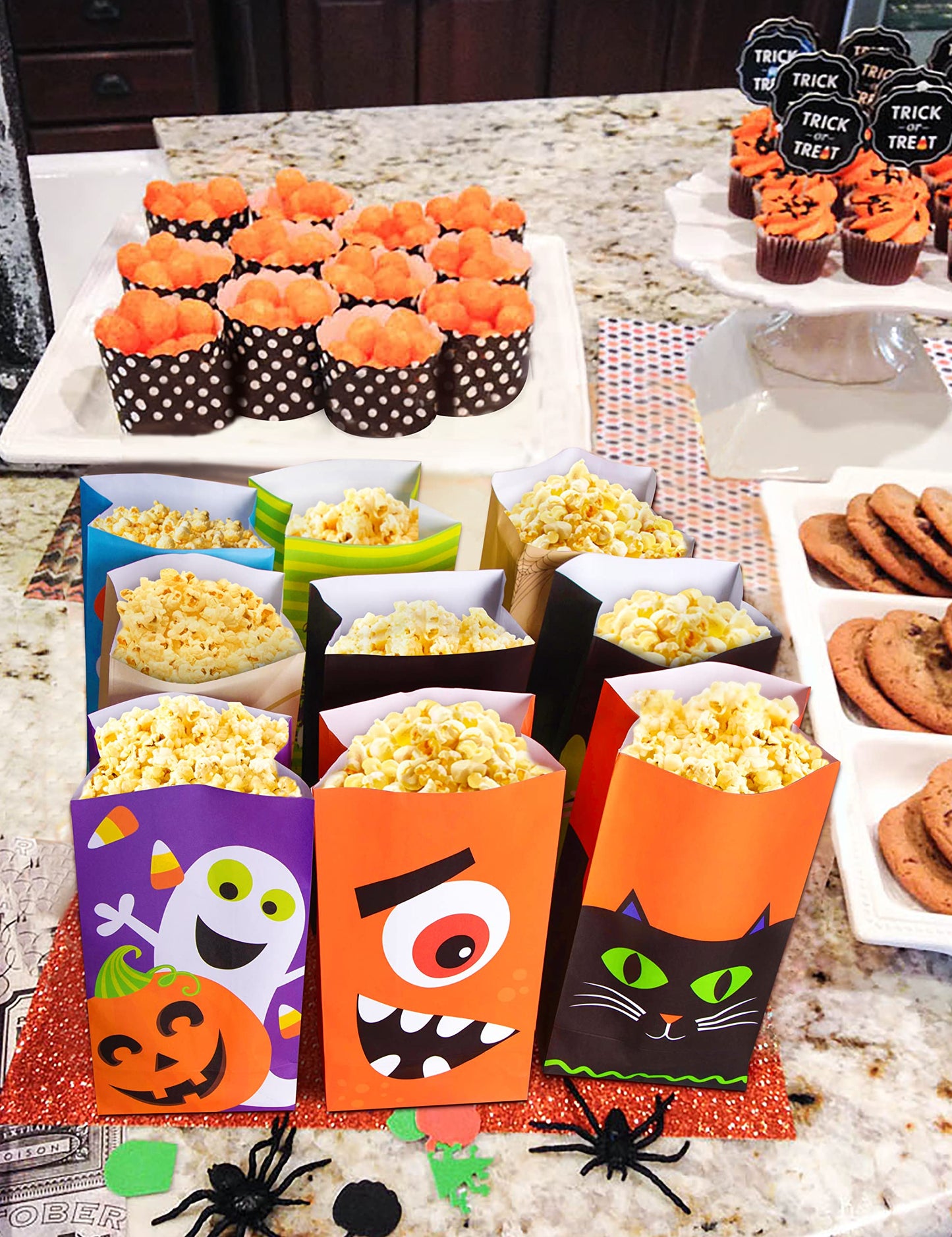 90shine 90PCS Halloween Treat Bags Party Favors - Trick or Treat Candy Goodie Gift Bag Stuffer Filler Paper Supplies Decorations with 90 Stickers