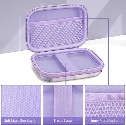 FINTIE Label Maker Case Compatible with Phomemo D30 D35, NELKO P21, SUPVAN E10, NIIMBOT D11 D110, JADENS D110, ORGSTA S001 - Portable Shockproof Hard Shell Label Printer Carrying Cover (Lilac Marble)