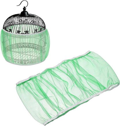 Bird Cage Seed Catcher, Bird Cage Net Cover Seeds Guard, Universal Birdcage Accessories, Green, Circumference 59.1"-78.7", Height 13.8" for Parrot Cockatiel Enclosures