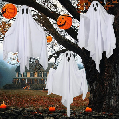 6 Pack Halloween Hanging Ghost Decorations 27.6" Halloween Outdoor Hanging Ghosts White Flying Fabric Ghosts Decorations for Outdoor Front Yard Patio Lawn Garden Trees Party Decor