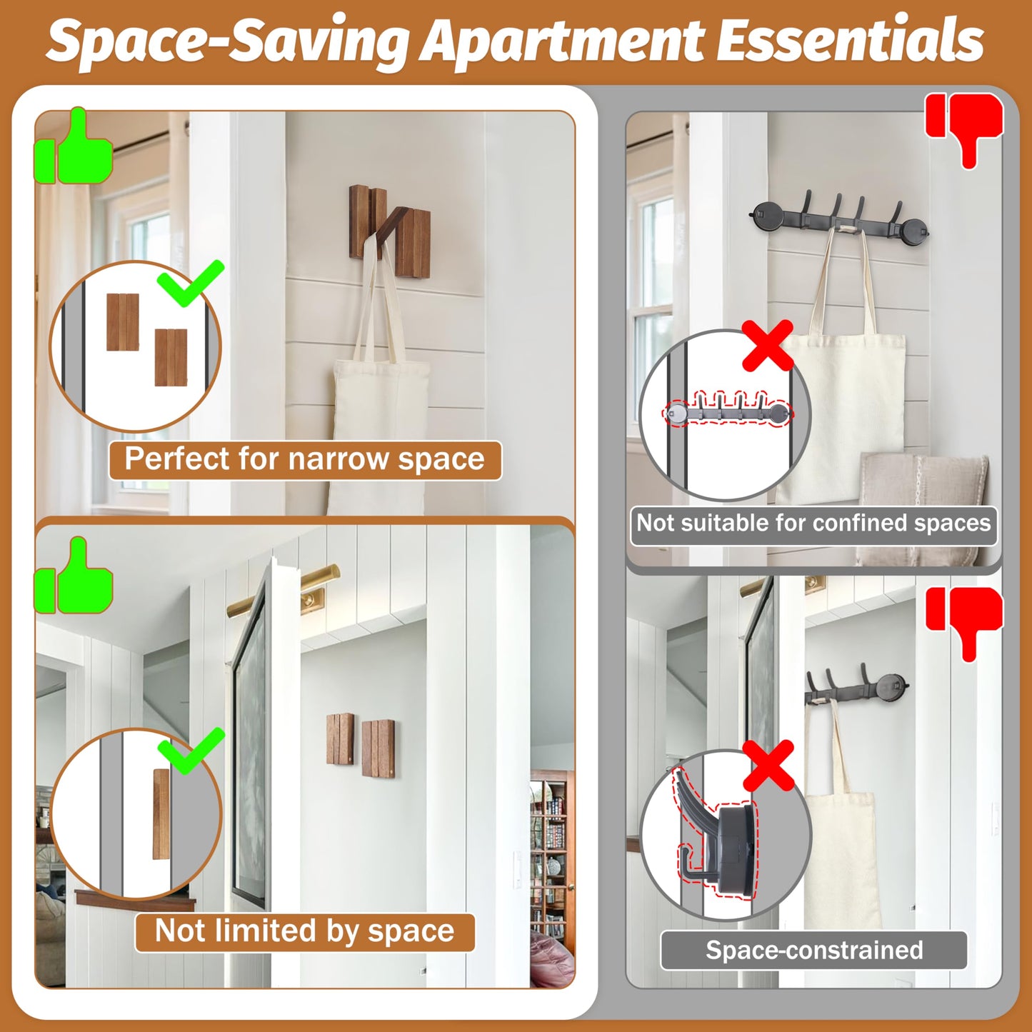 KYIAANY Wood Wall Hooks for Bathroom